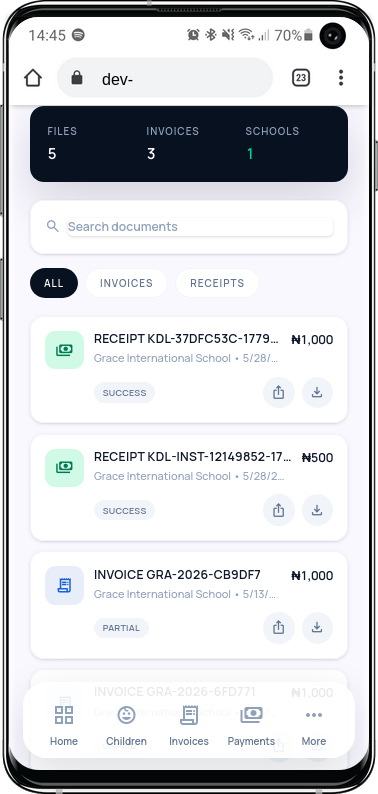 Invoices and documents