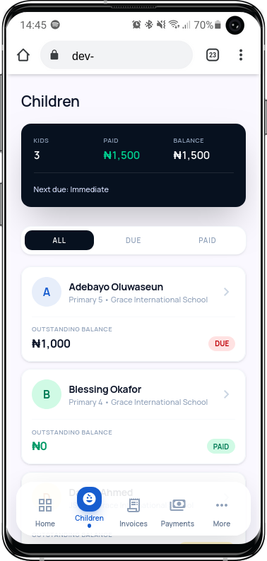 Linked students in payer portal